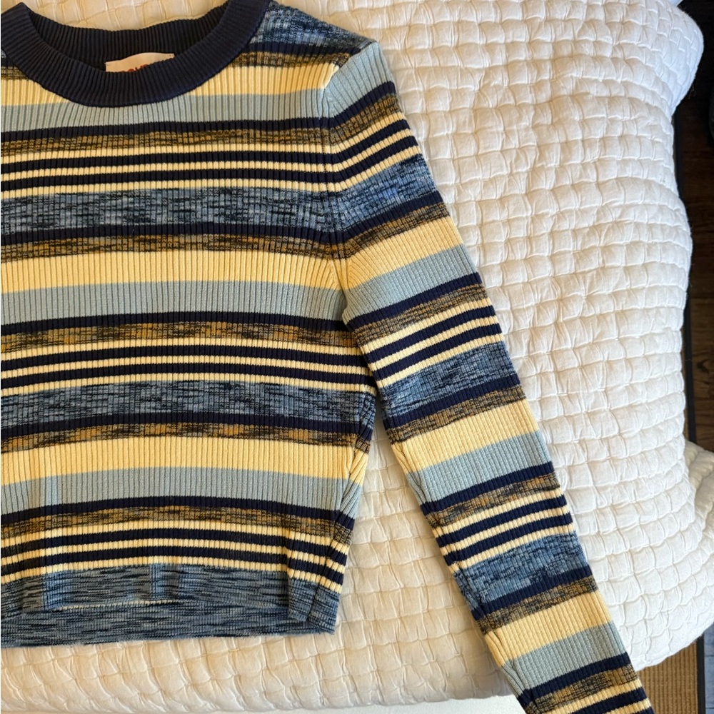 SOLID & STRIPED Blue and Cream Striped Sweater